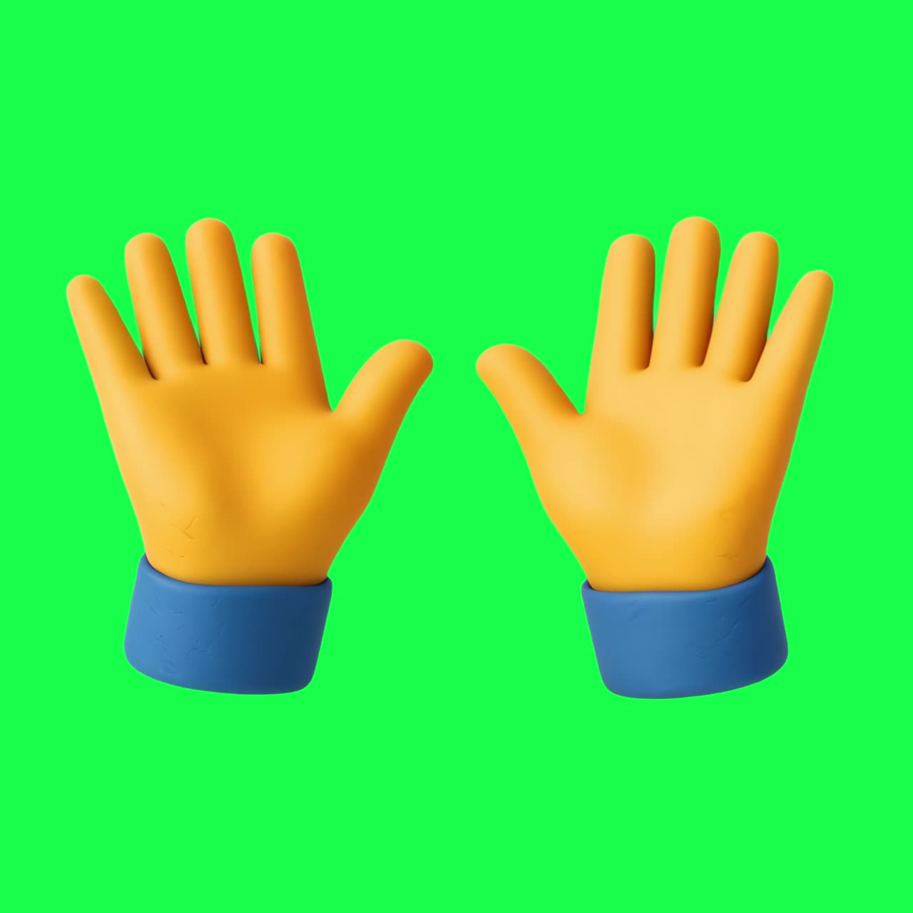 3D hands praying gesture animation, transparent 4K video, green screen