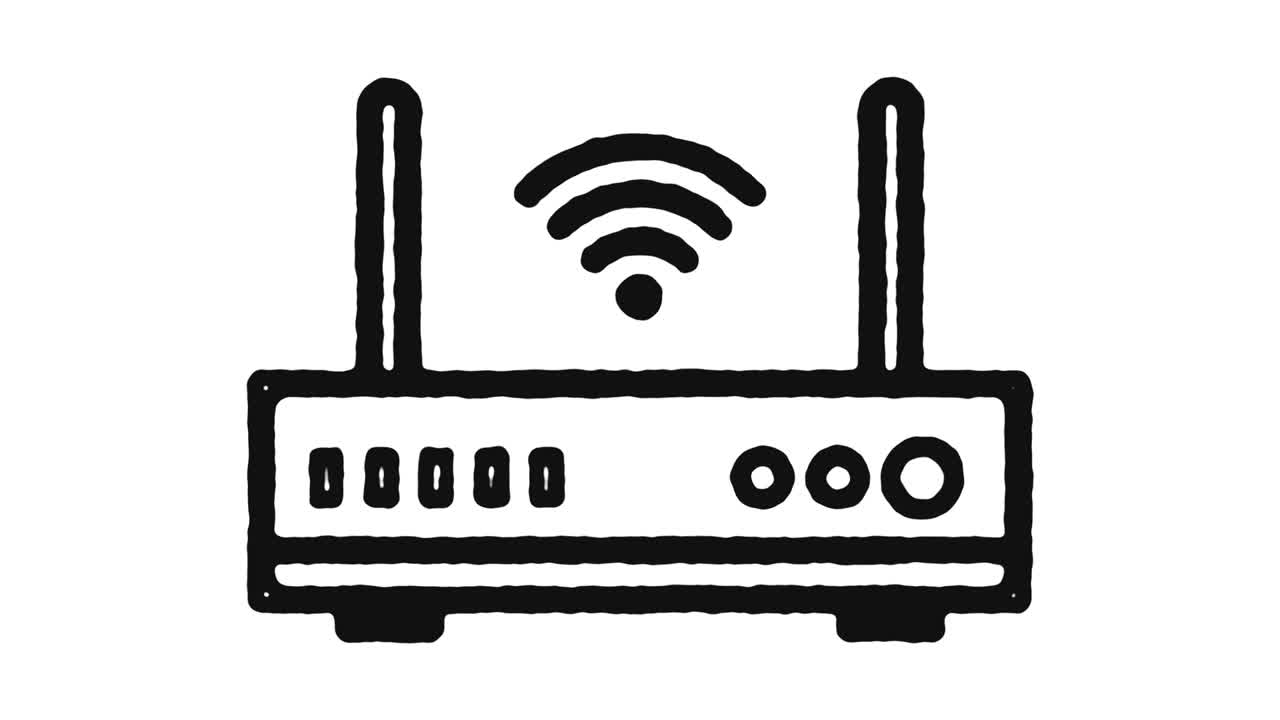 Router Firewall Icon Animation Footage & Alpha Channel