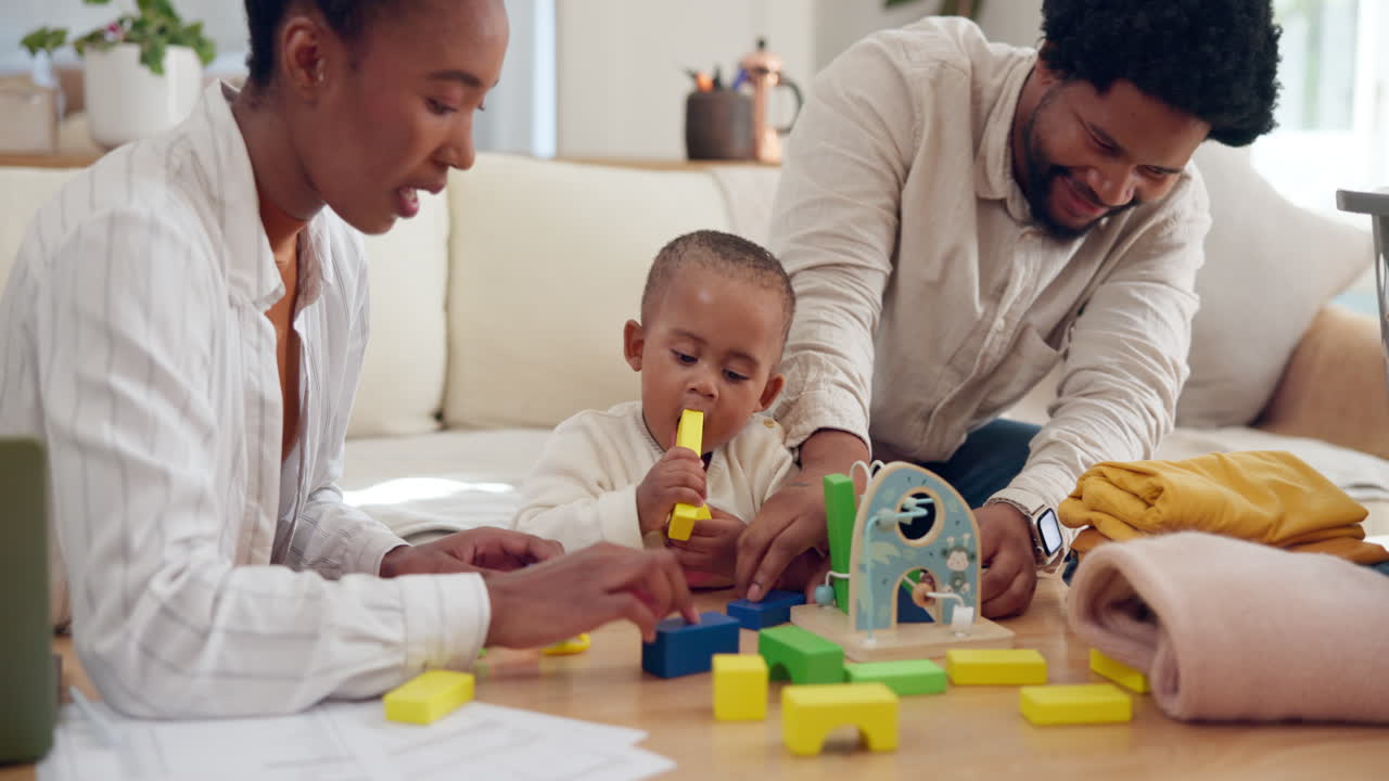 A family playing with toys