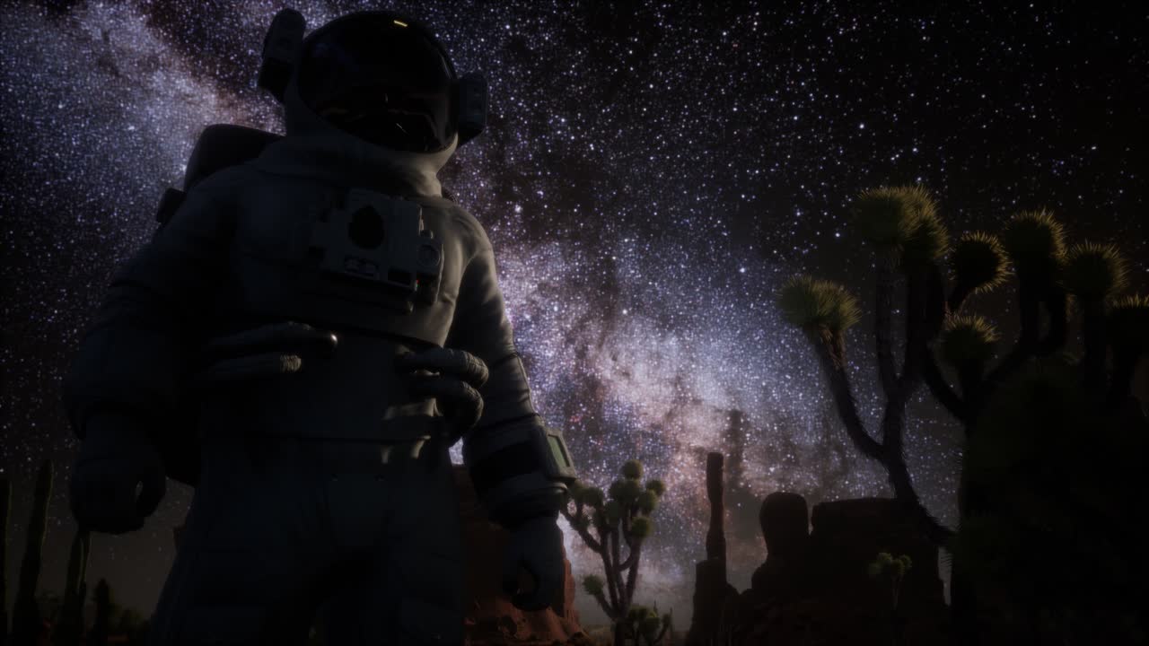 la formación de astronautas y estrellas de la vía láctea en el valle de la muerte