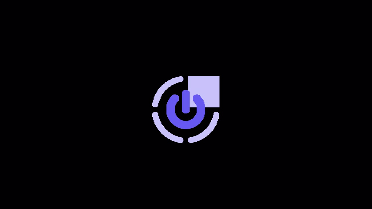 Animated Power Button Icon Rotating on Black Background