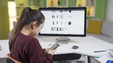 young asian young woman shopping from home.