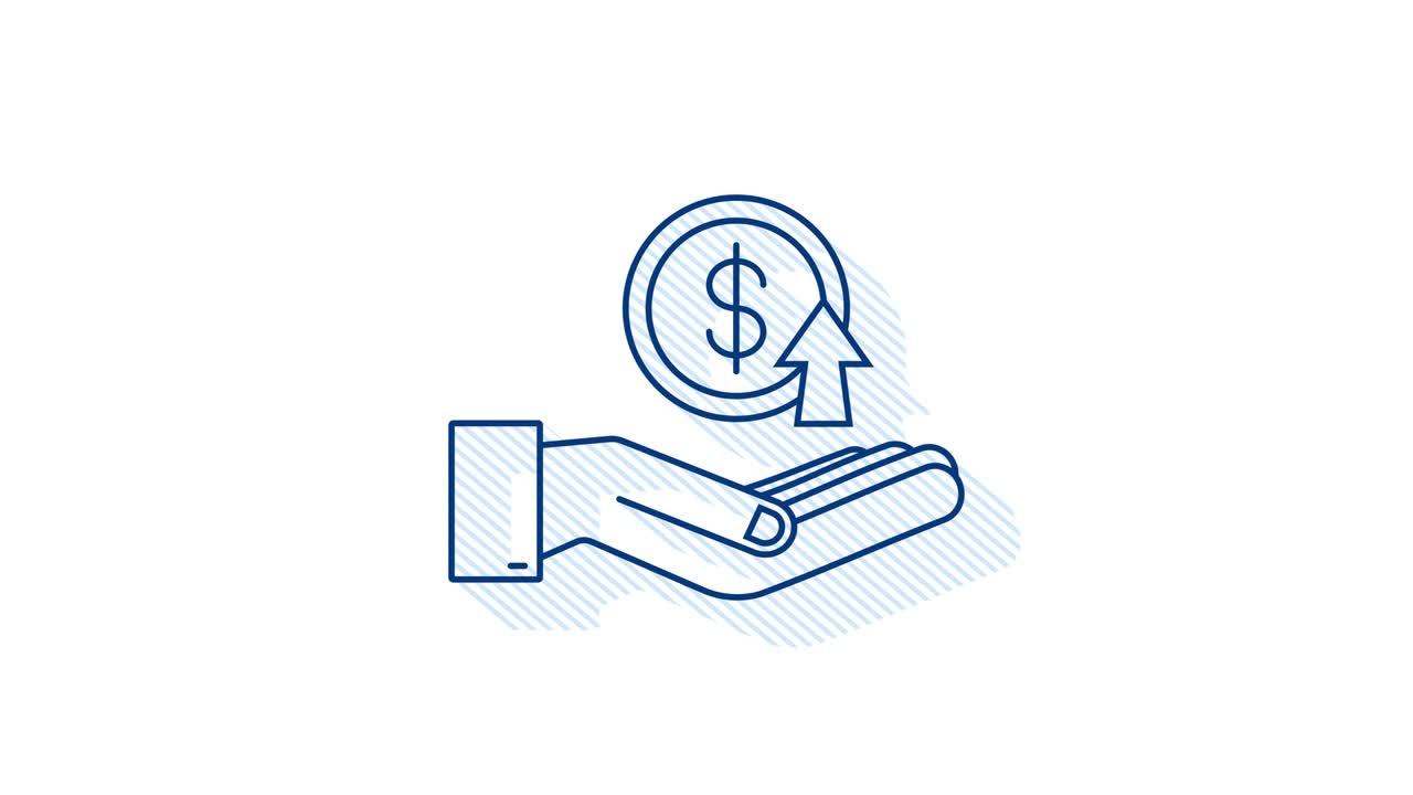 dinero de ganancias en la sombra o presupuesto. efectivo y gráfico ascendente flecha en las manos. ganancias de capital, beneficio. gráfico de movimiento