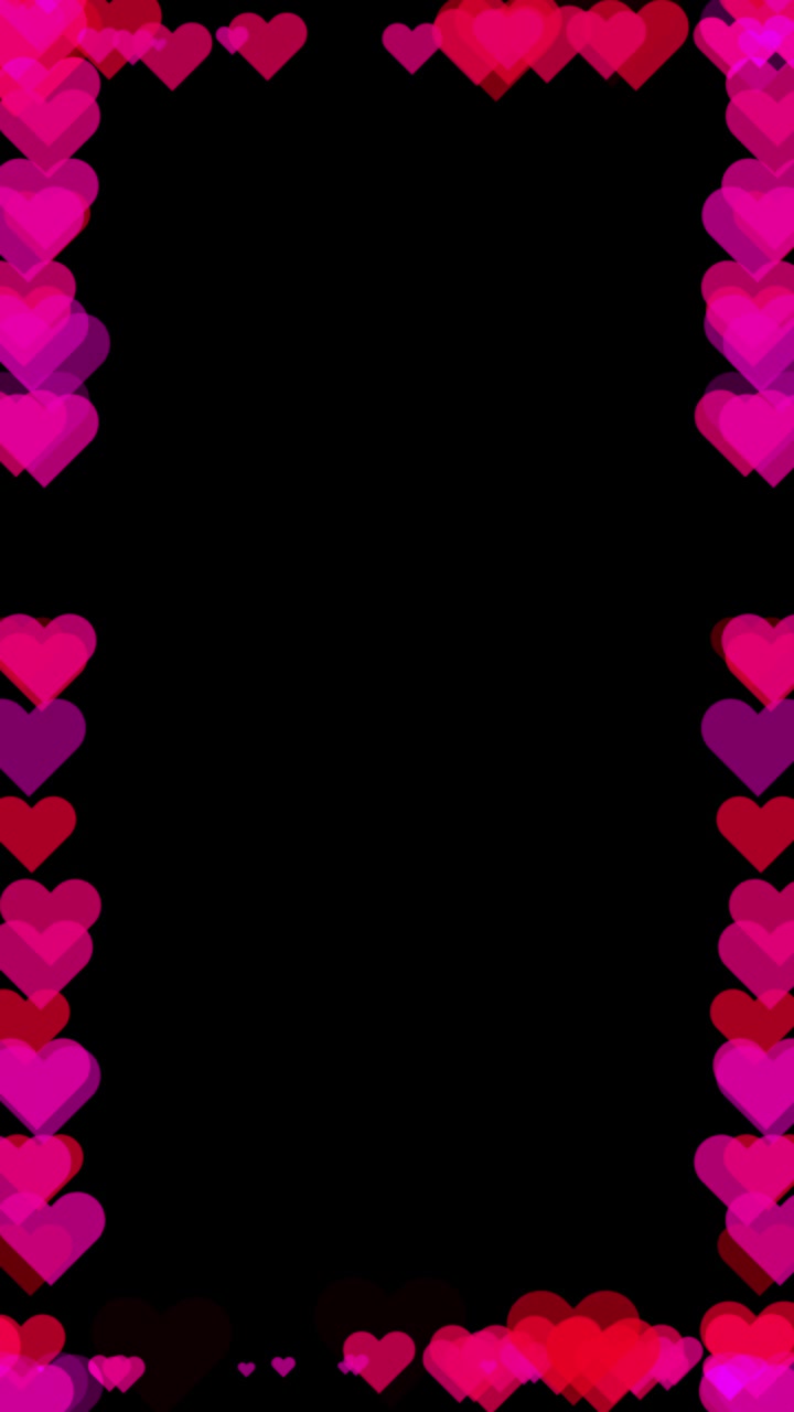 Cornice a cuore animata rosa e rossa su sfondo nero