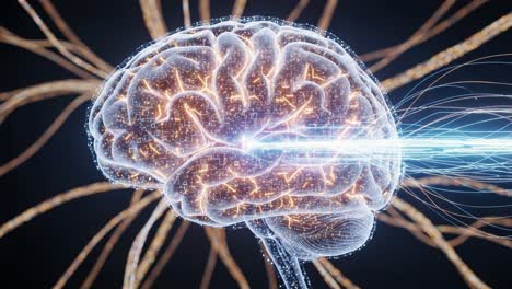 exploring the intricacies of human intelligence: a visualization of the brain's neural activity and dynamic connections in a digital landscape