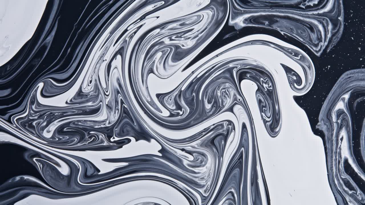 Abstract Black and White Marbled Paint Design