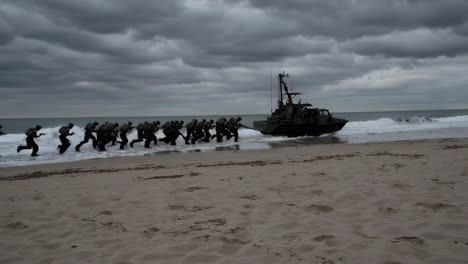 Military Amphibious Assault Exercise on a Beach