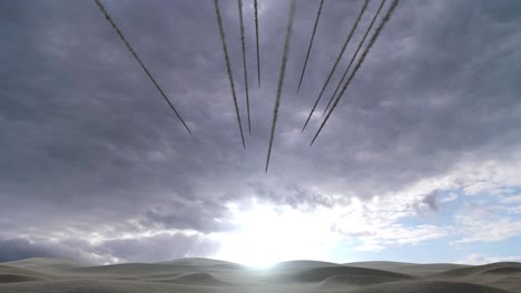 missile attack over a desert landscape