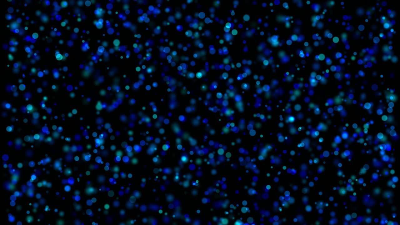 Visual effects, VFX, motion graphics, small blue circles dots pulsing on black background 2D animation, bokeh effect. Use "blend mode" set to "screen" to apply the effect to any video you like.