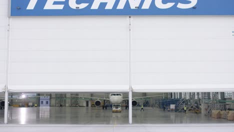 aircraft maintenance in a hangar