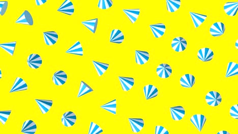 날아다니거나 떠다니는 간단한 기하학적 도과 함께 추상적인 다채로운 배경, 다채로운 장식적인 loopable 3d 애니메이션, 밝은 현대 모션 구성.