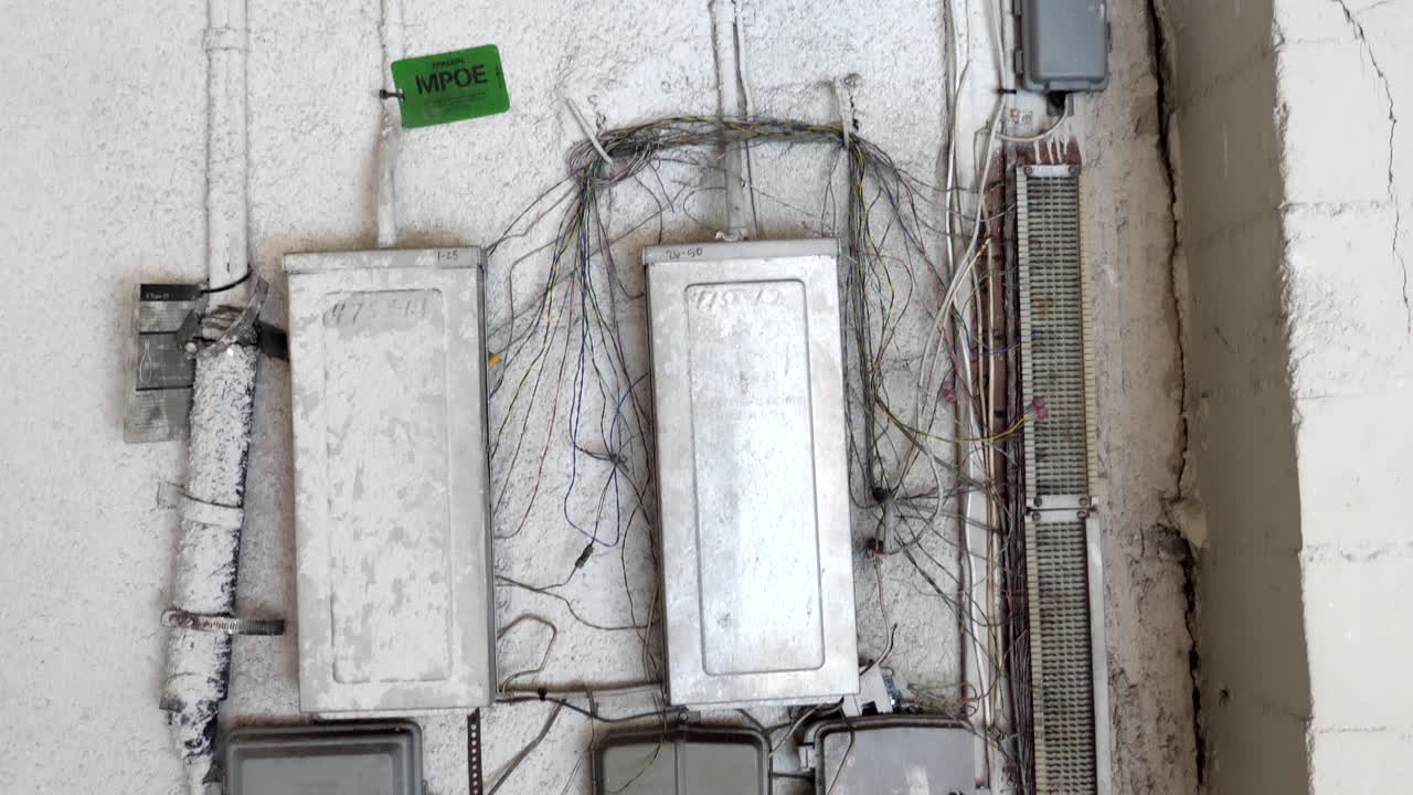 cableado telefónico desordenado en un apartamento