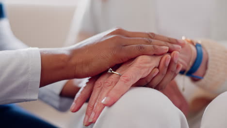 senior patient, holding hands