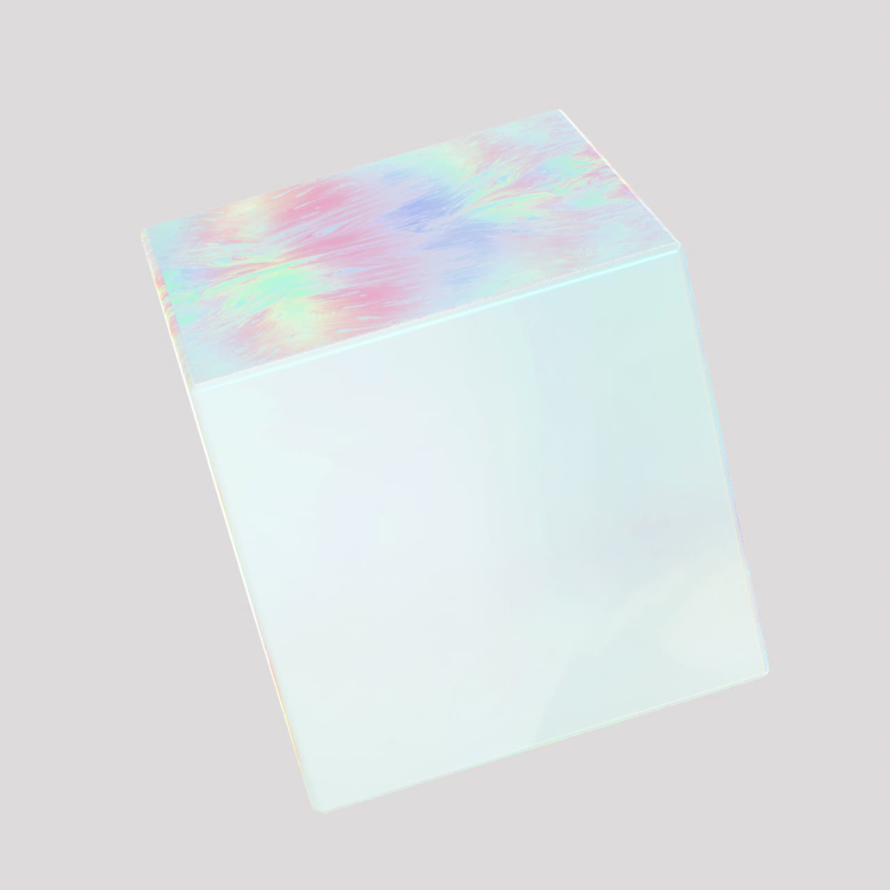 Pastel Holographic Cube Spinning in a Seamless Loop