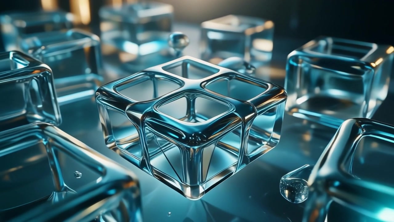 Abstrakt 3D-animation af Svævende Metalliske og Glaskuber