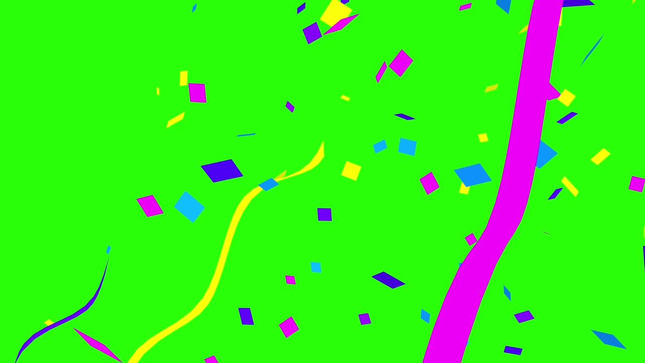 Coriandoli e Nastri Colorati su Schermo Verde