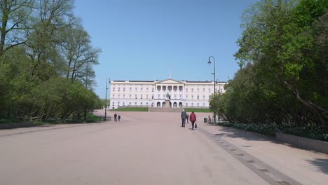 gimbal shot of the royal palace of oslo, norway.mp4