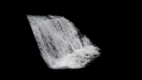 waterfall on a black background, flowing water, slow motion