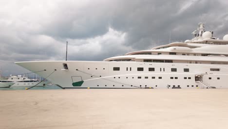 German built luxury Super yacht berthed dockside Nafplion