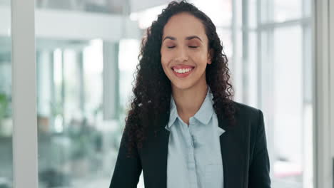 business, woman and career with happy face