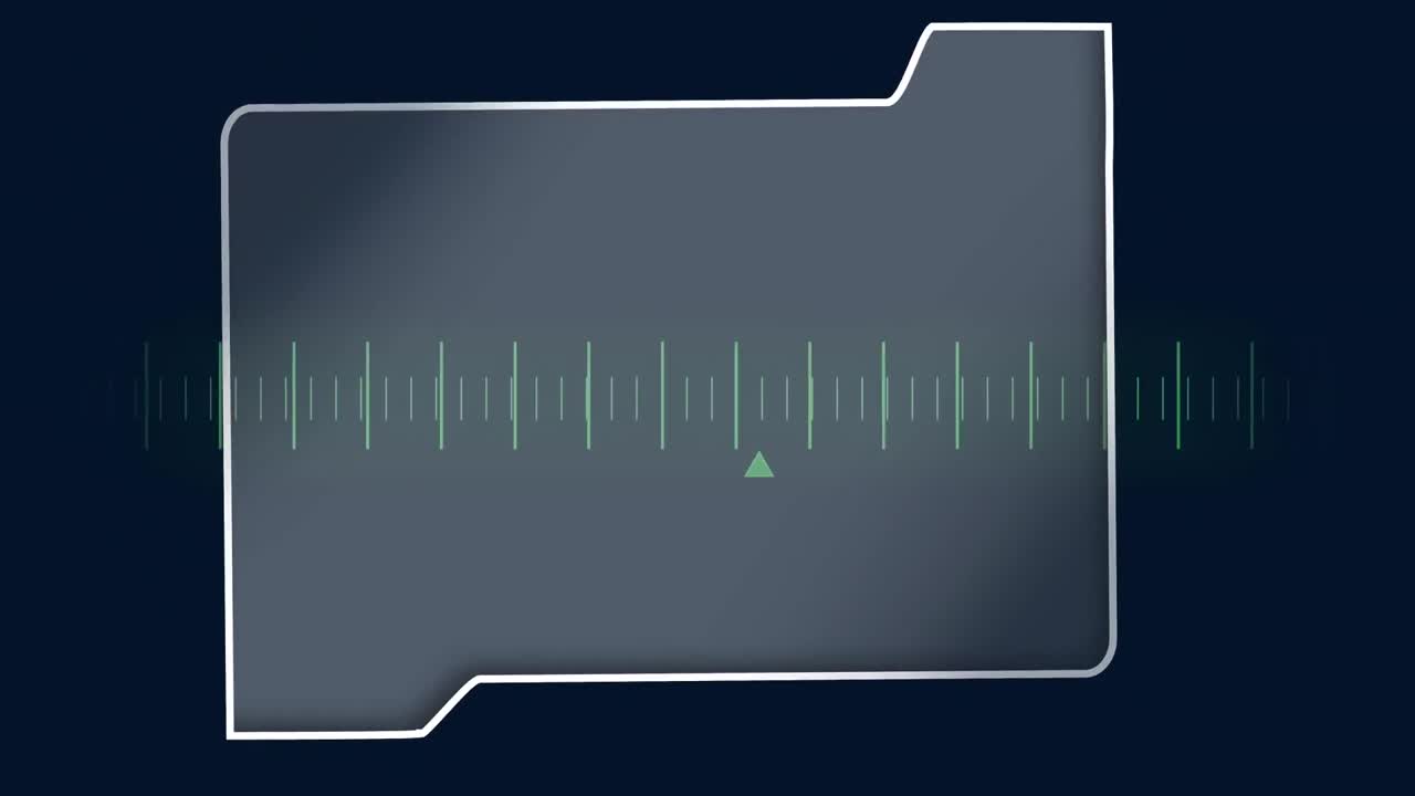 Digital animation of folder icon with copy space over scale measurements against blue background