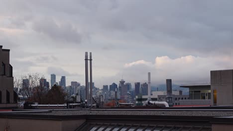 vancouver cityscape, industrial foreground, clouds