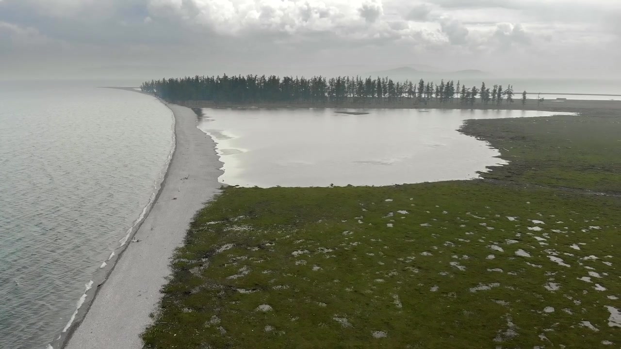 Ilmakuva rannikkolaguunista ja mäntymetsästä