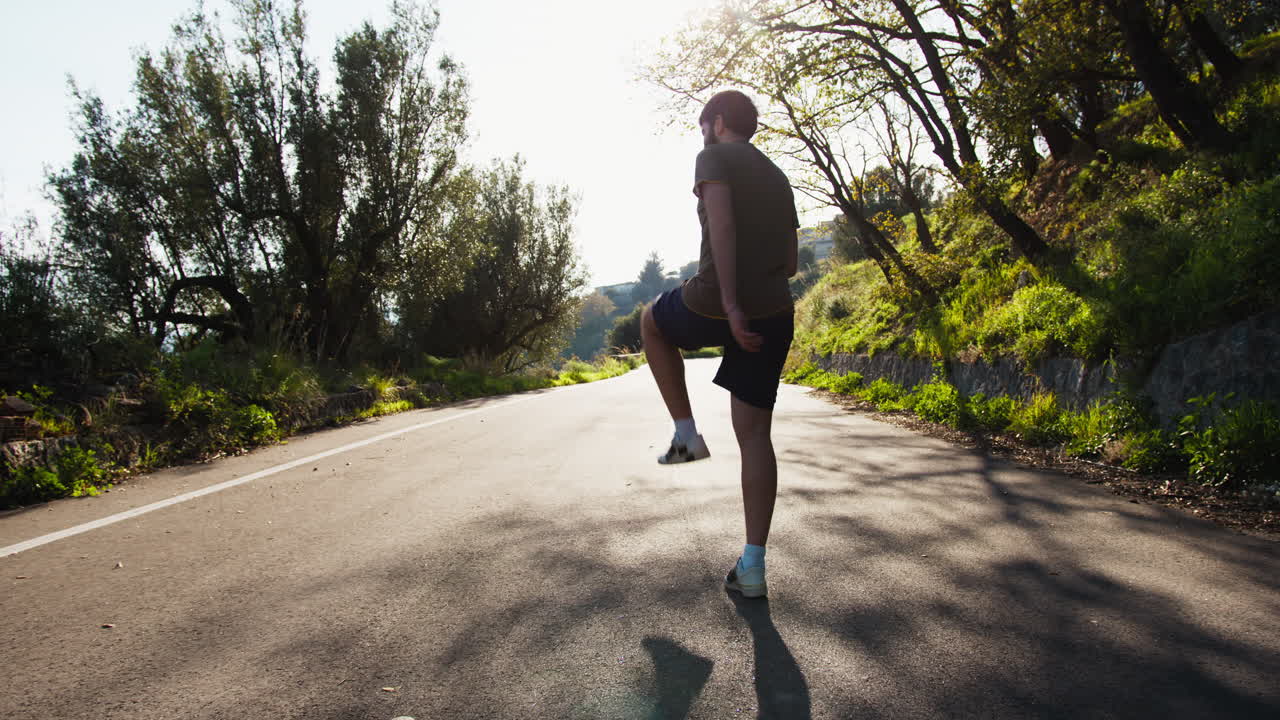 Athlete Warms Up Joints Before Outdoor Training