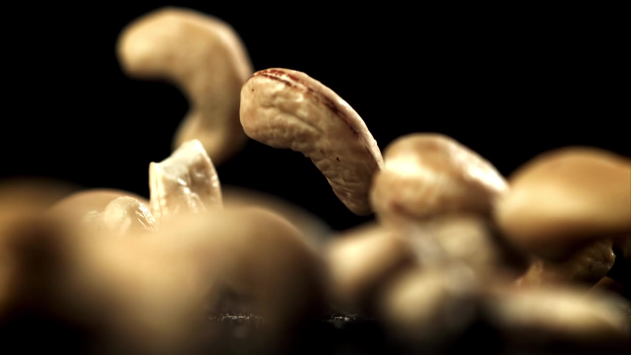Cashew Nuts Falling and Bouncing in Super Slow Motion
