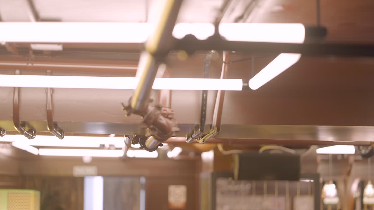 Industrial Ceiling with Pipes and Lights