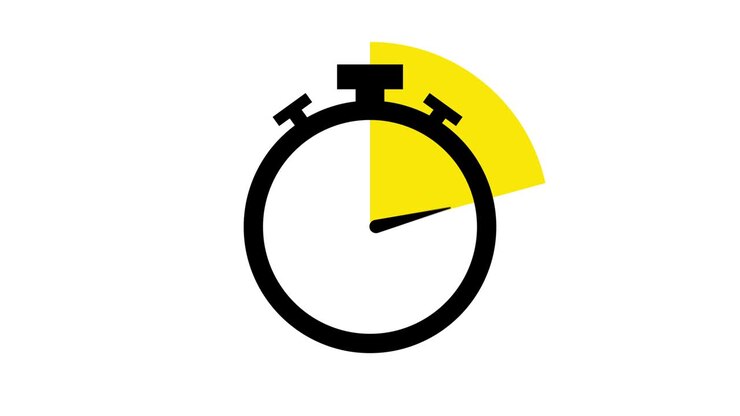 Desain ikon animasi datar stopwatch dengan panah bergerak di latar belakang putih