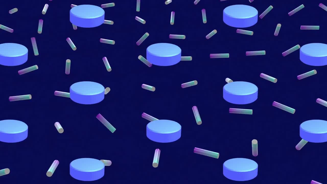 파란색 배경에 반복되는 파란색 모양의 애니메이션