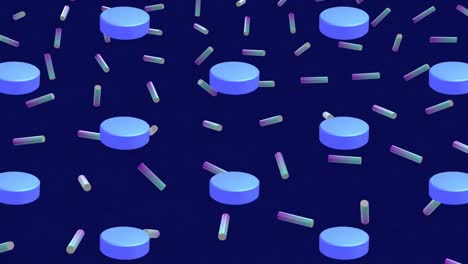 Animation-of-blue-shapes-repeated-on-blue-background