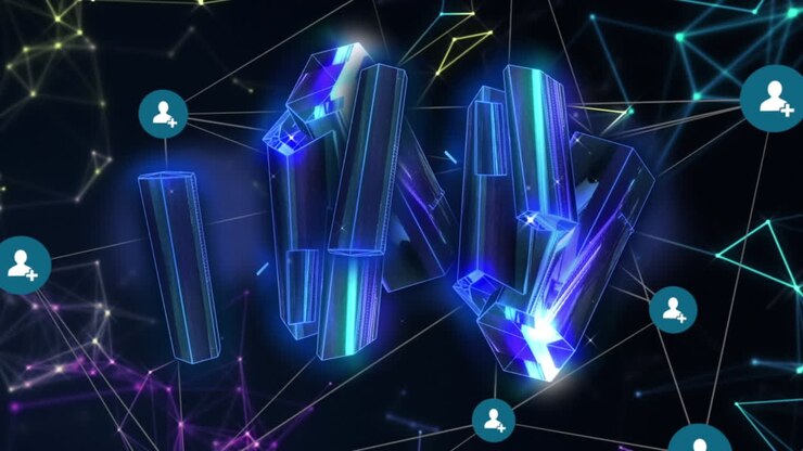 Animation of network of connections on digital background