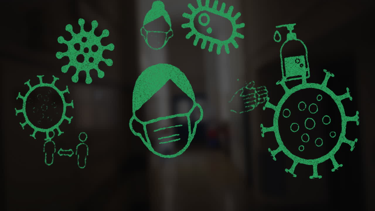 иконы концепции коронавируса против пустой больницы