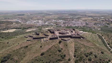 Aerial-View-Conde-de-Lippe-Fort-In-Portugal-On-Hill-Of-Grace-On-Clear-Sunny-Day