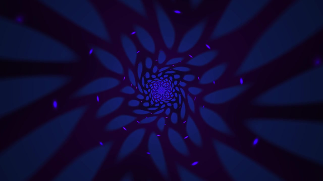 Futuristic Abstract Spiral Tunnel with Glowing Blue and Purple Lights
