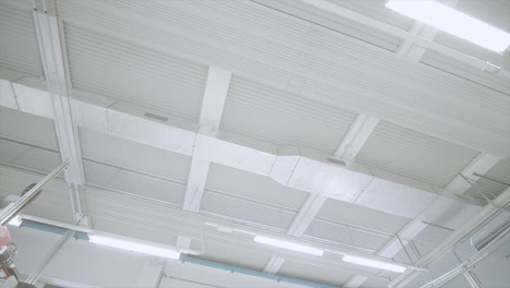 Industrial-Ceiling-With-Suspended-Lights,-Energy-And-conditioner-Plant