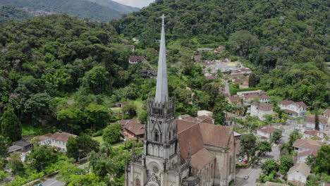 aerial shot of petropolis cathedral and city, brazil