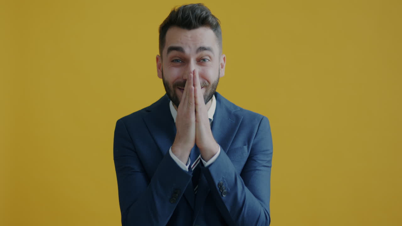 Businessman expressing excitement and joy