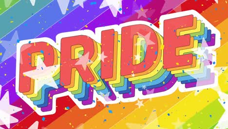 animación de orgullo y estrellas sobre el fondo del arco iris