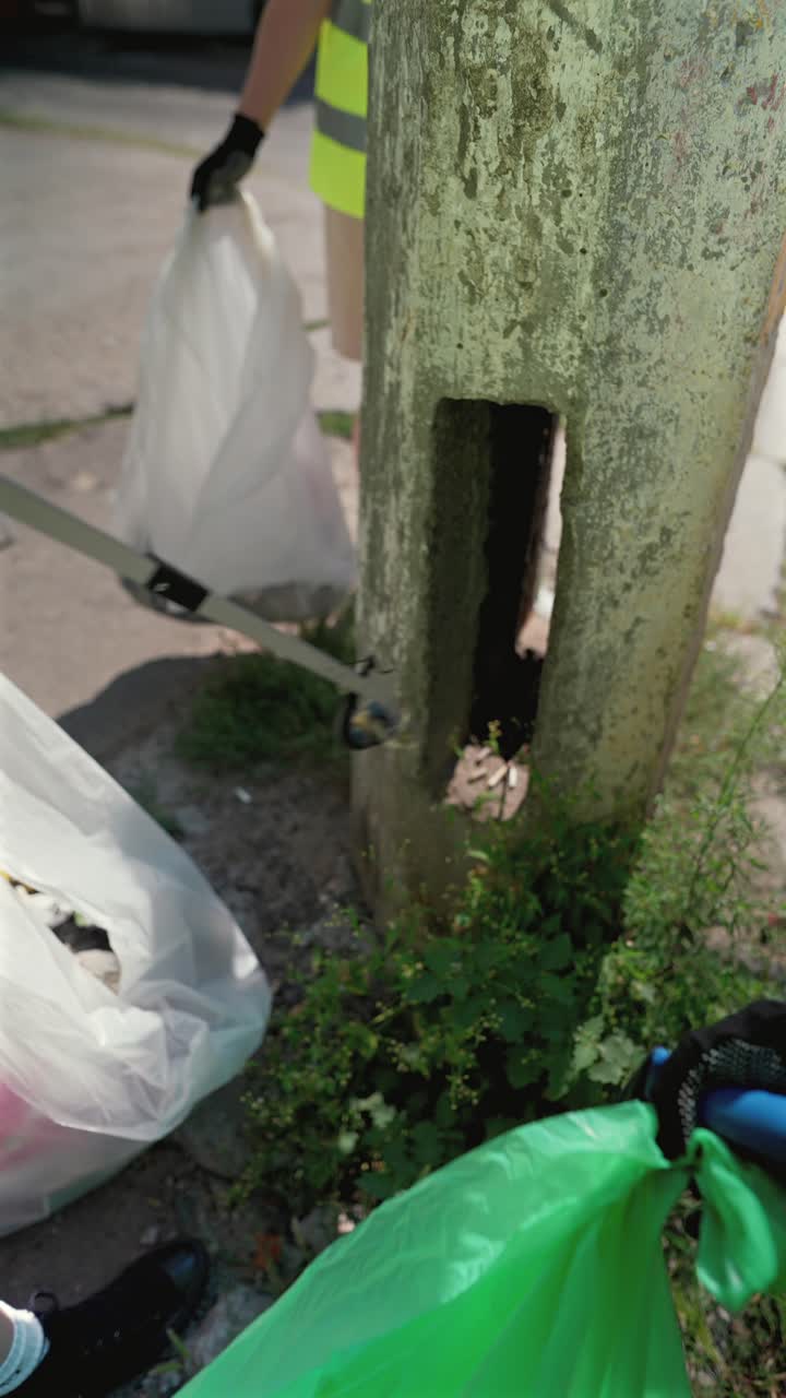 Community members picking up litter