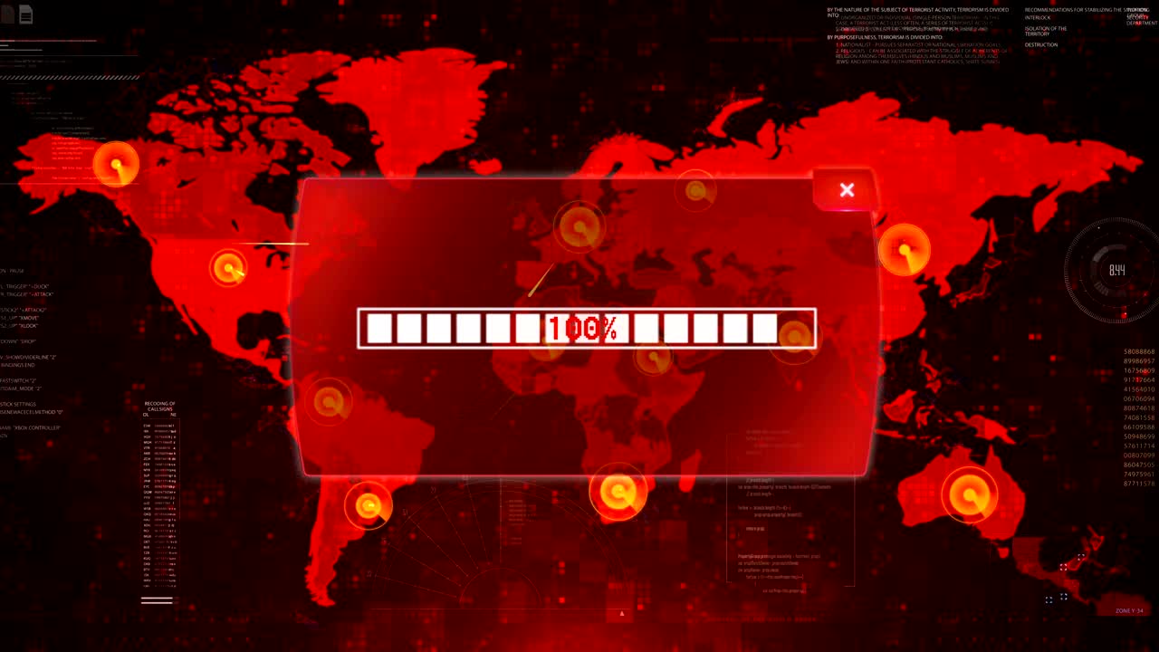 High Alert Alert Warning Attack on Screen World Map.