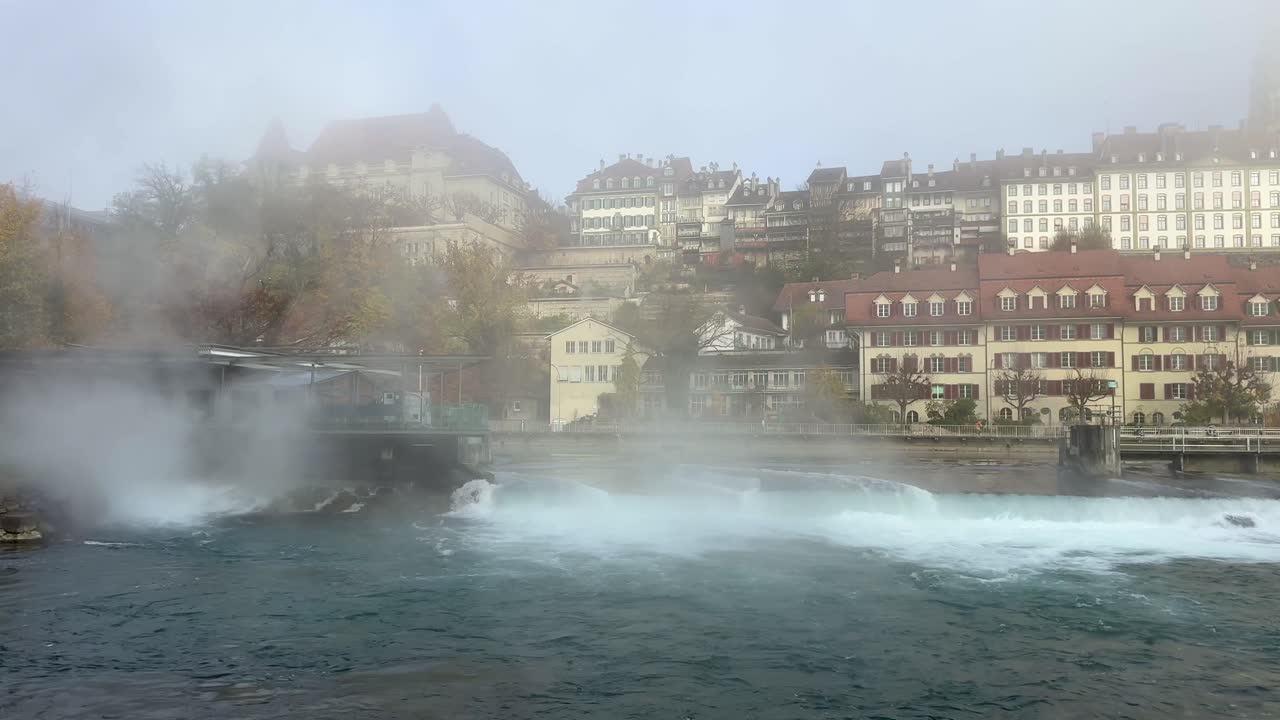 Foggy day in Berne around Aare river