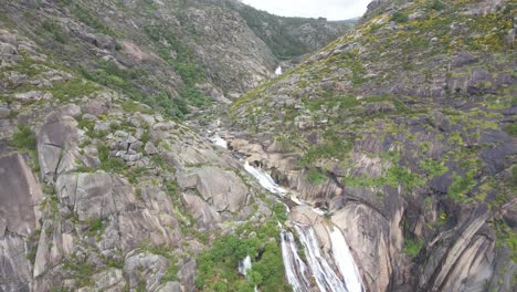 aerial view of ezaro waterfall in galicia, spain