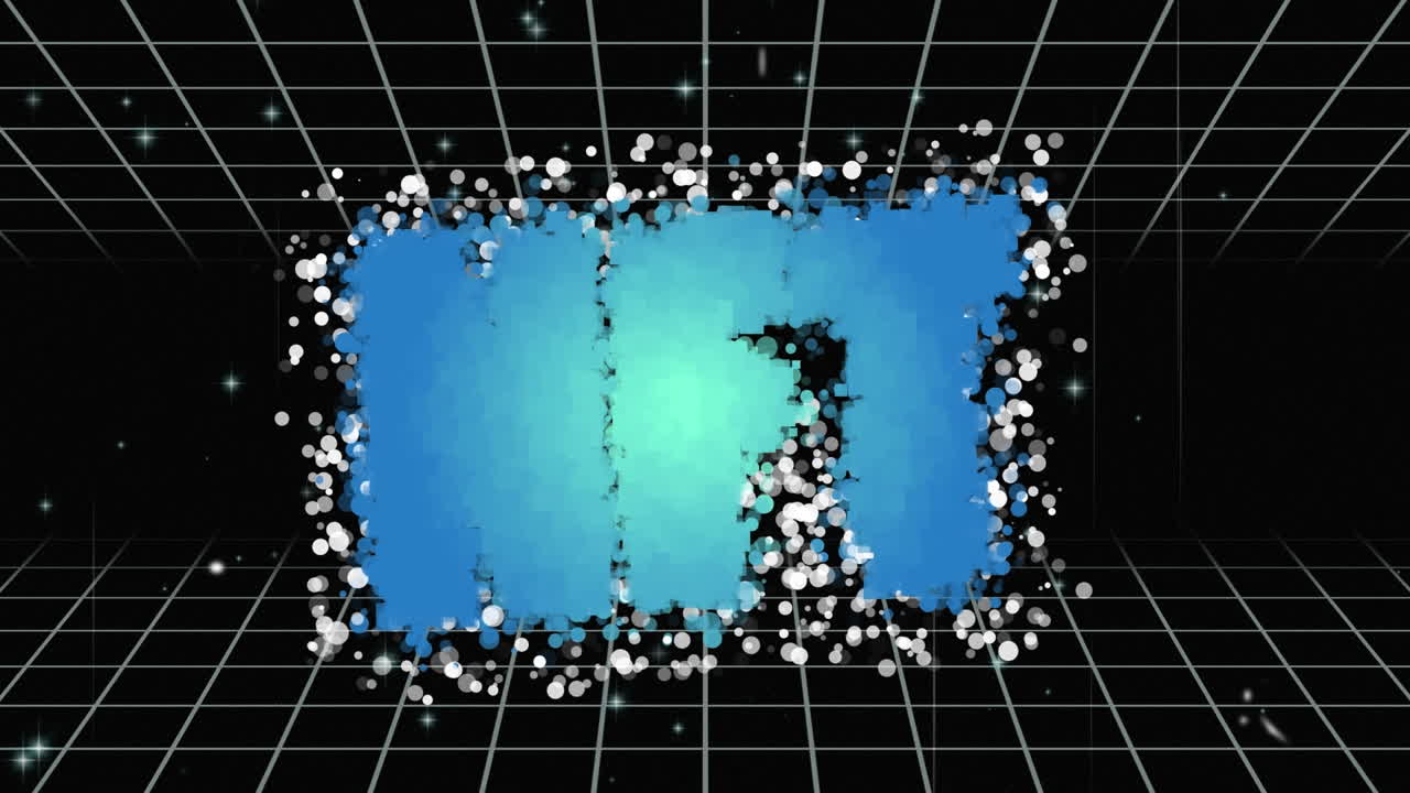 그리드 네트워크 위의 nft 텍스트 배너와 검은 바탕에 빛의  ⁇  반점이 있습니다.
