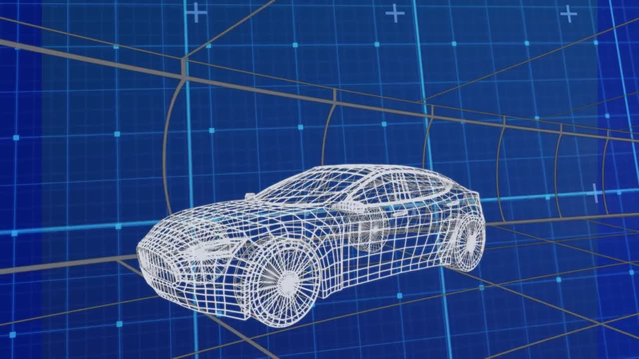 디지털 공간에서 자동차 프로젝트의 애니메이션