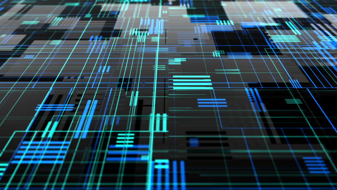 Abstract high tech digital technology background. 3D animation of seamless loop.