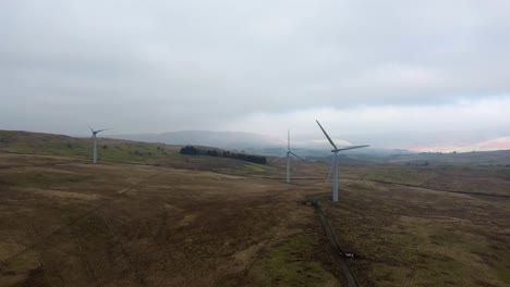 Cinematic-aerial-footage-of-Lambrigg-Wind-Farm,-Kendal-Cumbria-UK