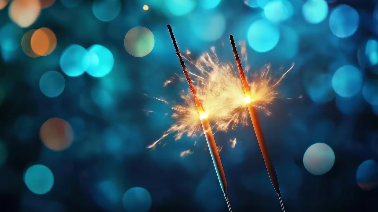 Nærbillede af stjernekastere med en bokeh-baggrund, der fanger en festlig og levende stemning